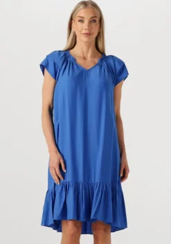 blauwe co'couture mini jurk sunrise cropped dress