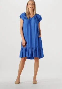 blauwe co'couture mini jurk sunrise cropped dress