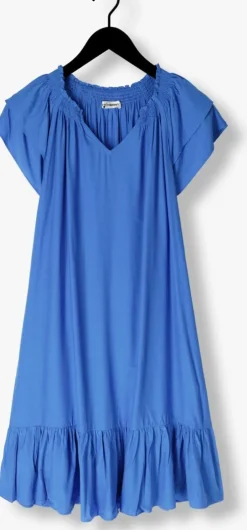 blauwe co'couture mini jurk sunrise cropped dress