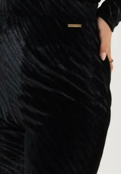 blauwe colourful rebel flared broek jolie zebra velvet flare