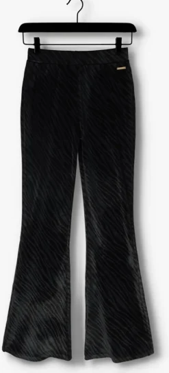 blauwe colourful rebel flared broek jolie zebra velvet flare