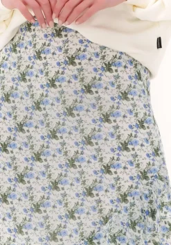 blauwe colourful rebel midirok timi flower ruffle midi skirt