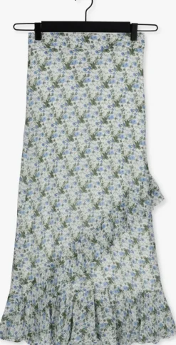 blauwe colourful rebel midirok timi flower ruffle midi skirt