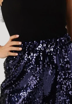 blauwe colourful rebel pantalon emy sequins flare pants