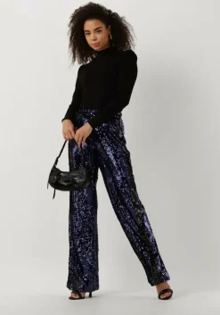 blauwe colourful rebel pantalon emy sequins flare pants