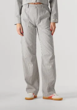 blauwe colourful rebel straight leg jeans kensi striped worker pants