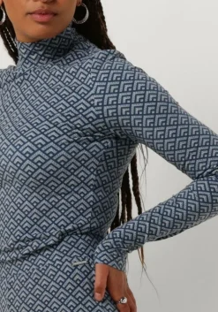 blauwe colourful rebel tops & t-shirts neyo small geo peached turtleneck top