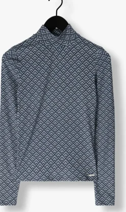 blauwe colourful rebel tops & t-shirts neyo small geo peached turtleneck top