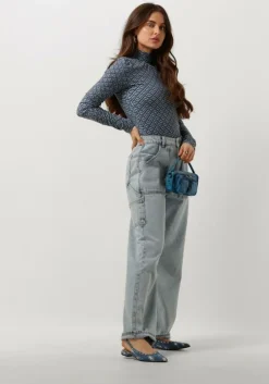 blauwe colourful rebel tops & t-shirts neyo small geo peached turtleneck top