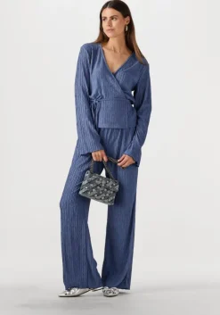 blauwe colourful rebel wijde broek melody structure straight pants