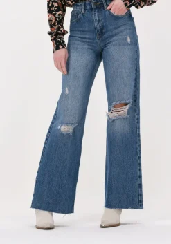 blauwe colourful rebel wide jeans gaia high rise wide leg denim pants