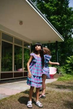 blauwe daily brat minirok sandy checked skirt