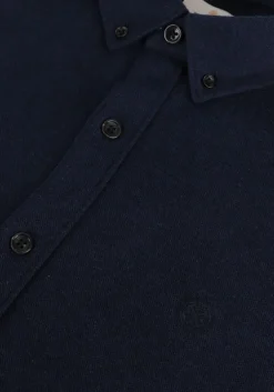 blauwe dstrezzed casual overhemd shirt button down s/s melange pique