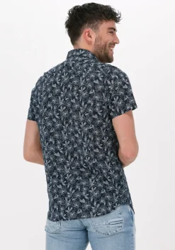 blauwe dstrezzed casual overhemd shirt s/s line flower voile