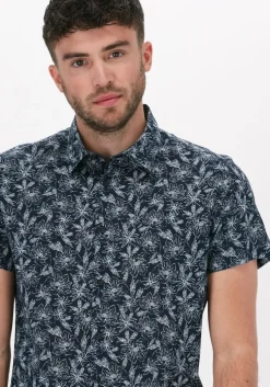 blauwe dstrezzed casual overhemd shirt s/s line flower voile