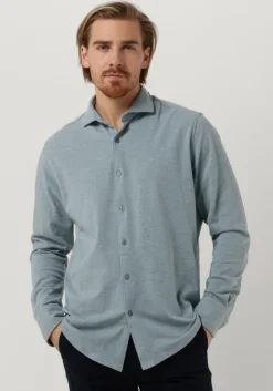 blauwe dstrezzed casual overhemd kirk shirt melange pique