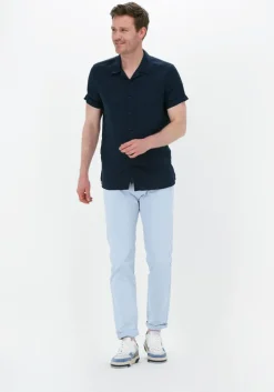 blauwe dstrezzed casual overhemd resort shirt s/s linen