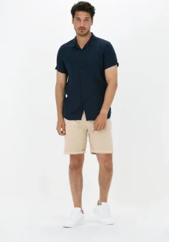 blauwe dstrezzed casual overhemd resort shirt s/s linen