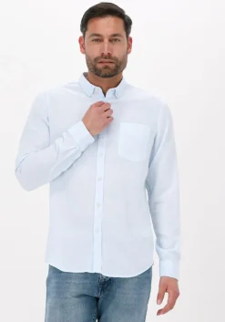 blauwe dstrezzed casual overhemd shirt button down tencel