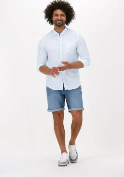 blauwe dstrezzed casual overhemd shirt button down tencel