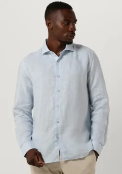 blauwe dstrezzed casual overhemd jagger shirt linen