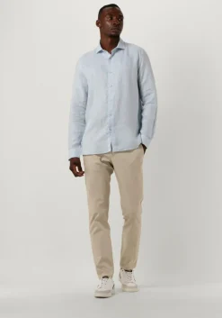 blauwe dstrezzed casual overhemd jagger shirt linen