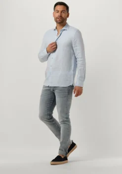 blauwe dstrezzed casual overhemd jagger shirt linen