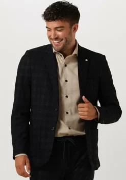 blauwe dstrezzed colberts travel check blazer