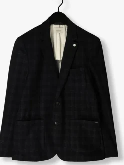 blauwe dstrezzed colberts travel check blazer
