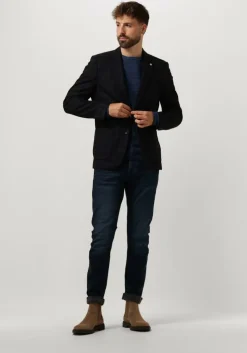 blauwe dstrezzed colberts travel check blazer