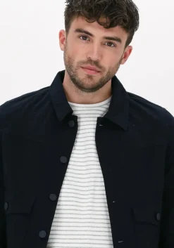 blauwe dstrezzed overshirt trucker jacket seersucker