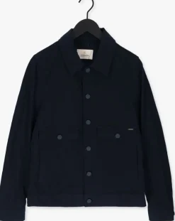 blauwe dstrezzed overshirt trucker jacket seersucker