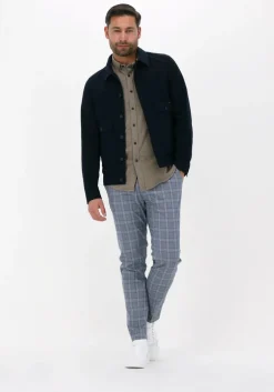 blauwe dstrezzed overshirt trucker jacket seersucker