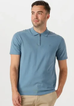 blauwe dstrezzed polo dorian zip polo