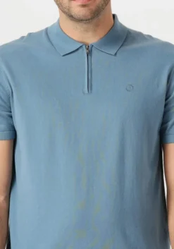 blauwe dstrezzed polo dorian zip polo