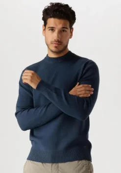 blauwe dstrezzed trui fell mock neck