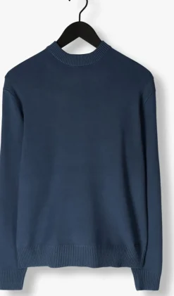 blauwe dstrezzed trui fell mock neck