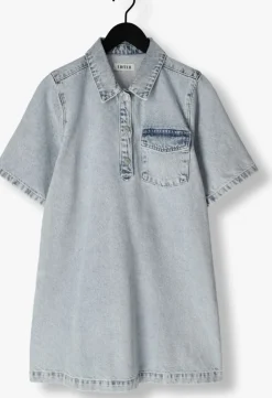 blauwe edited mini jurk asta denim dress