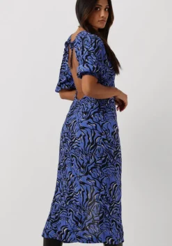 blauwe envii maxi jurk enruby ss midi dress aop 6696
