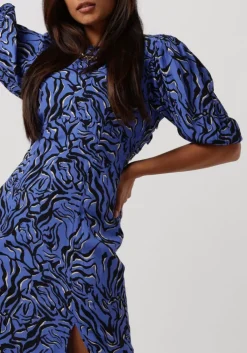 blauwe envii maxi jurk enruby ss midi dress aop 6696