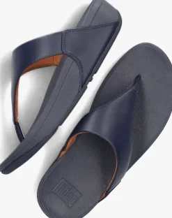 blauwe fitflop slippers lulu leather toe-post