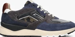 blauwe floris van bommel lage sneakers sfm-10154 de treener