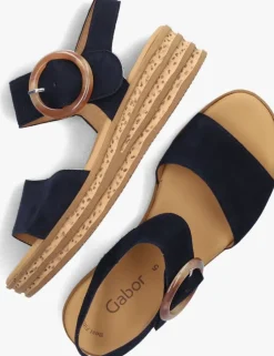 blauwe gabor platte sandalen 550.2