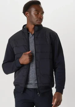 blauwe gentiluomo gewatteerde jas cardigan zip