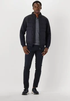 blauwe gentiluomo gewatteerde jas cardigan zip