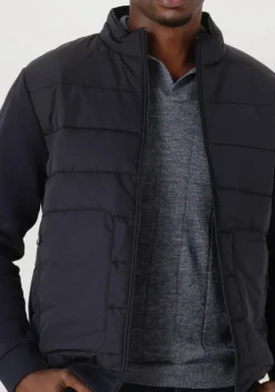 blauwe gentiluomo gewatteerde jas cardigan zip