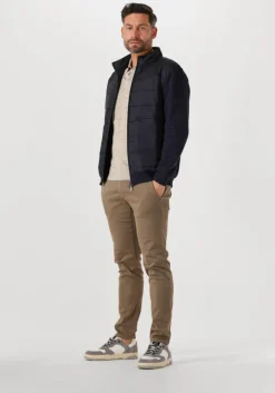 blauwe gentiluomo gewatteerde jas cardigan zip