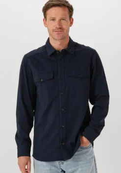 blauwe g-star raw casual overhemd marine jersey shirt ls