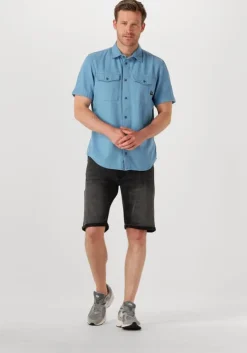 blauwe g-star raw casual overhemd marine slim shirt ss