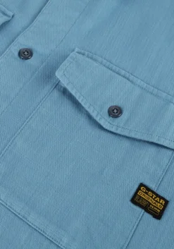 blauwe g-star raw casual overhemd marine slim shirt ss